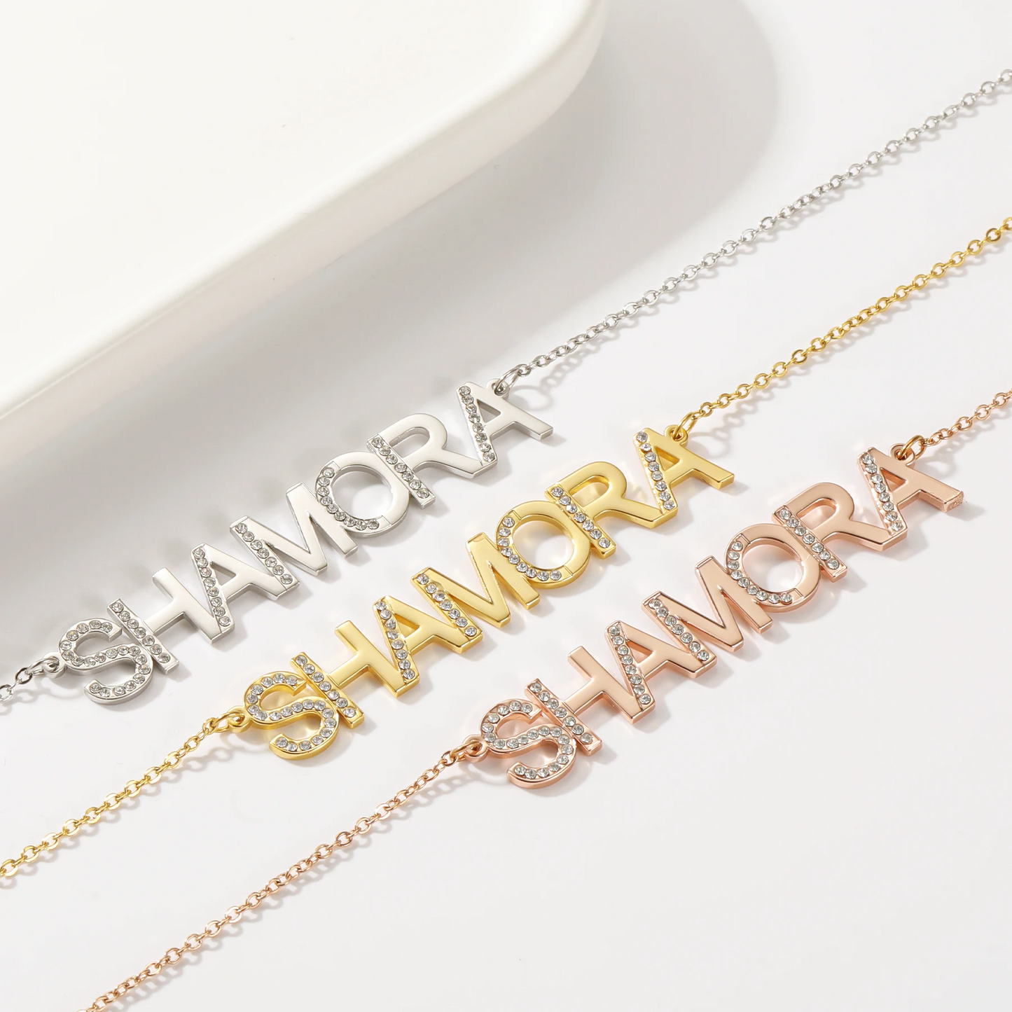Diamond Block Letter Name Necklace