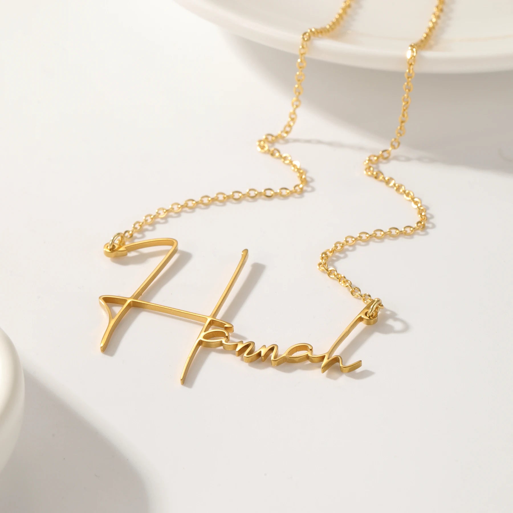 Custom Signature Name Necklace – 18K Gold Plated, Personalized