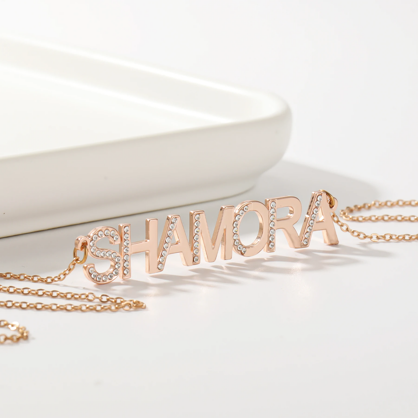 Diamond Block Letter Name Necklace