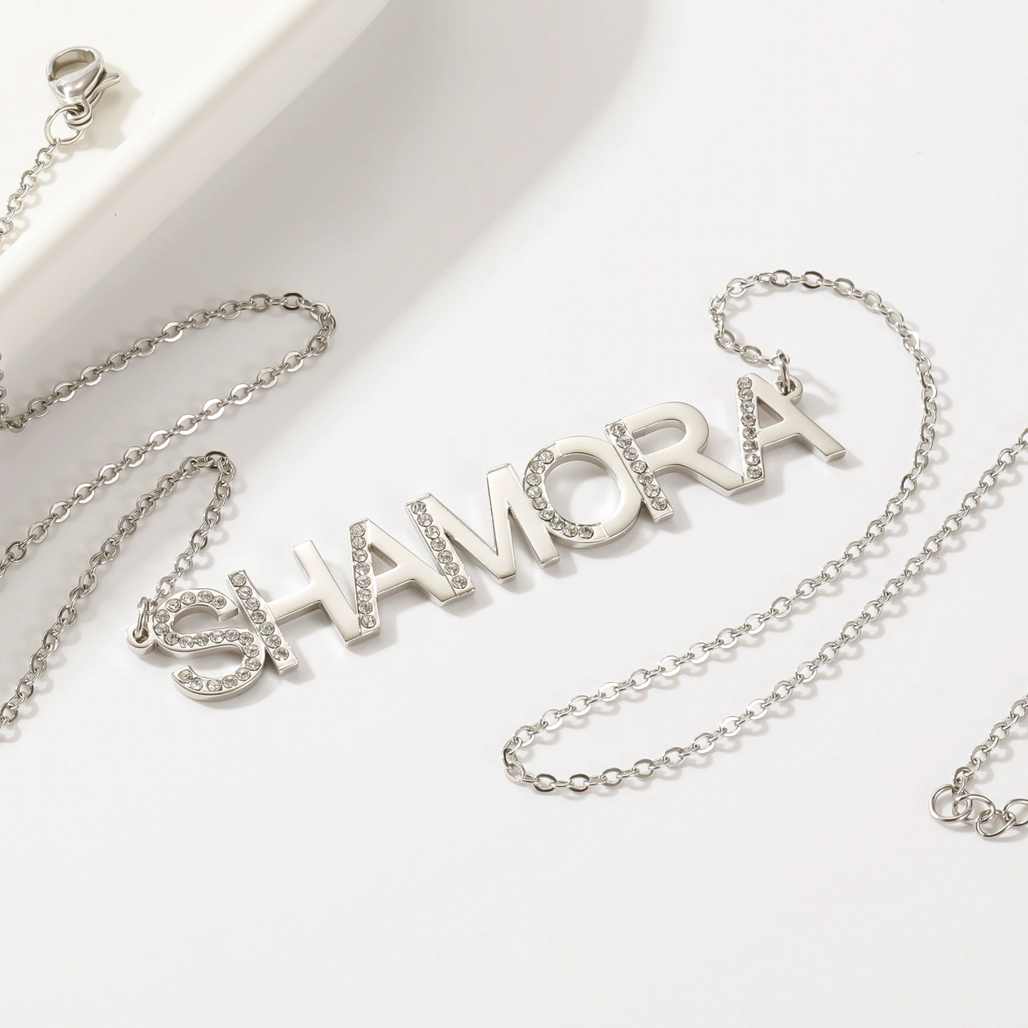 Diamond Block Letter Name Necklace