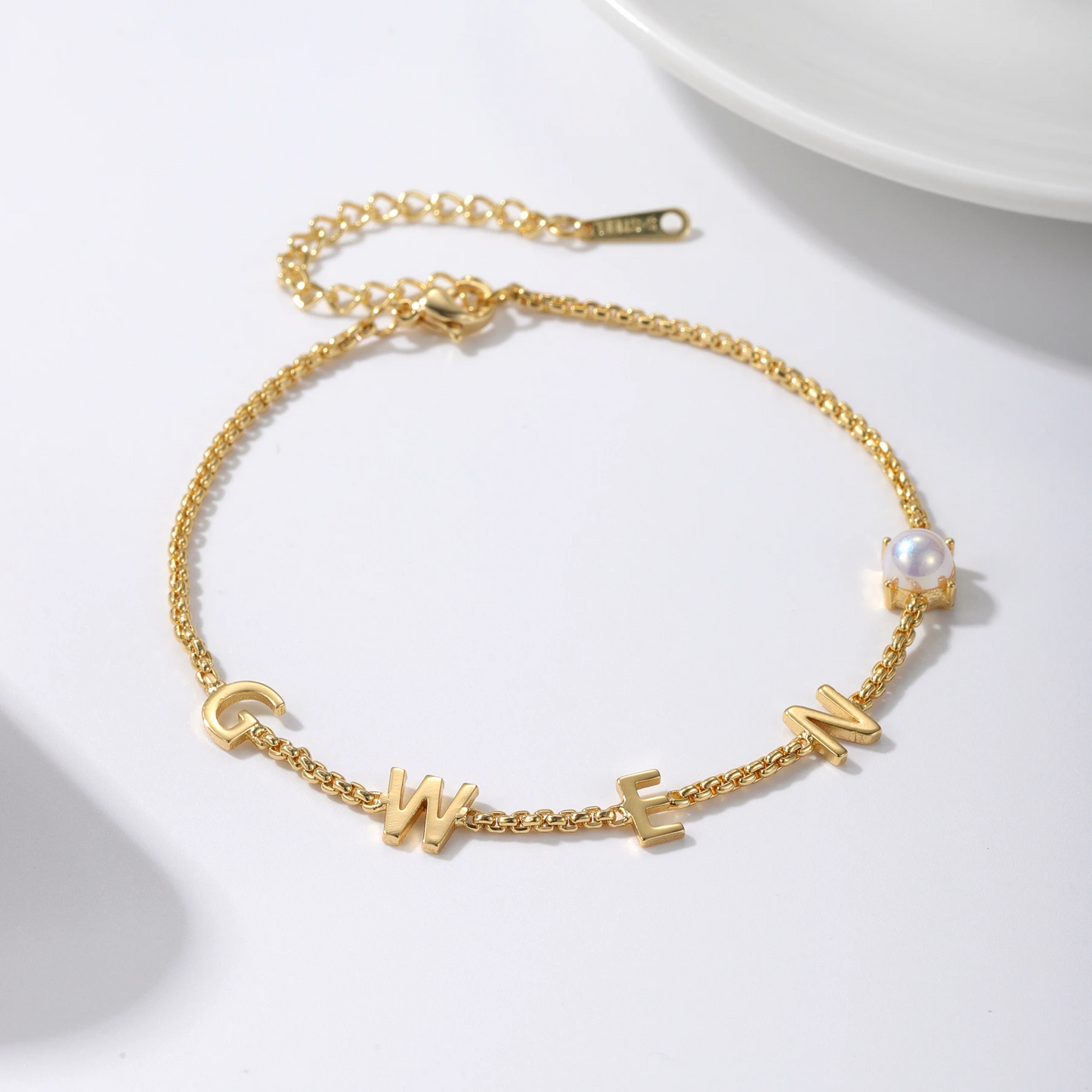 Classic Letter Bracelet with Pearl Accents