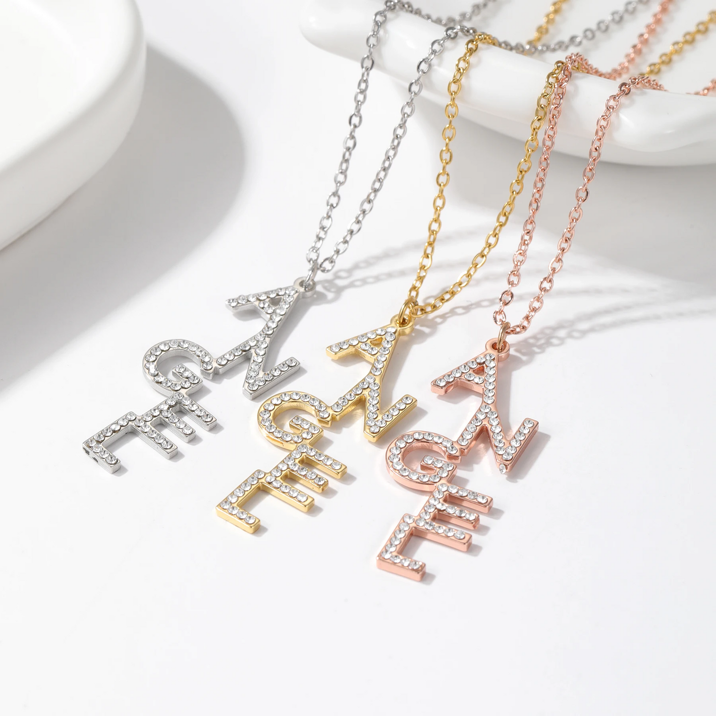 Diamond Letter Drop Necklace