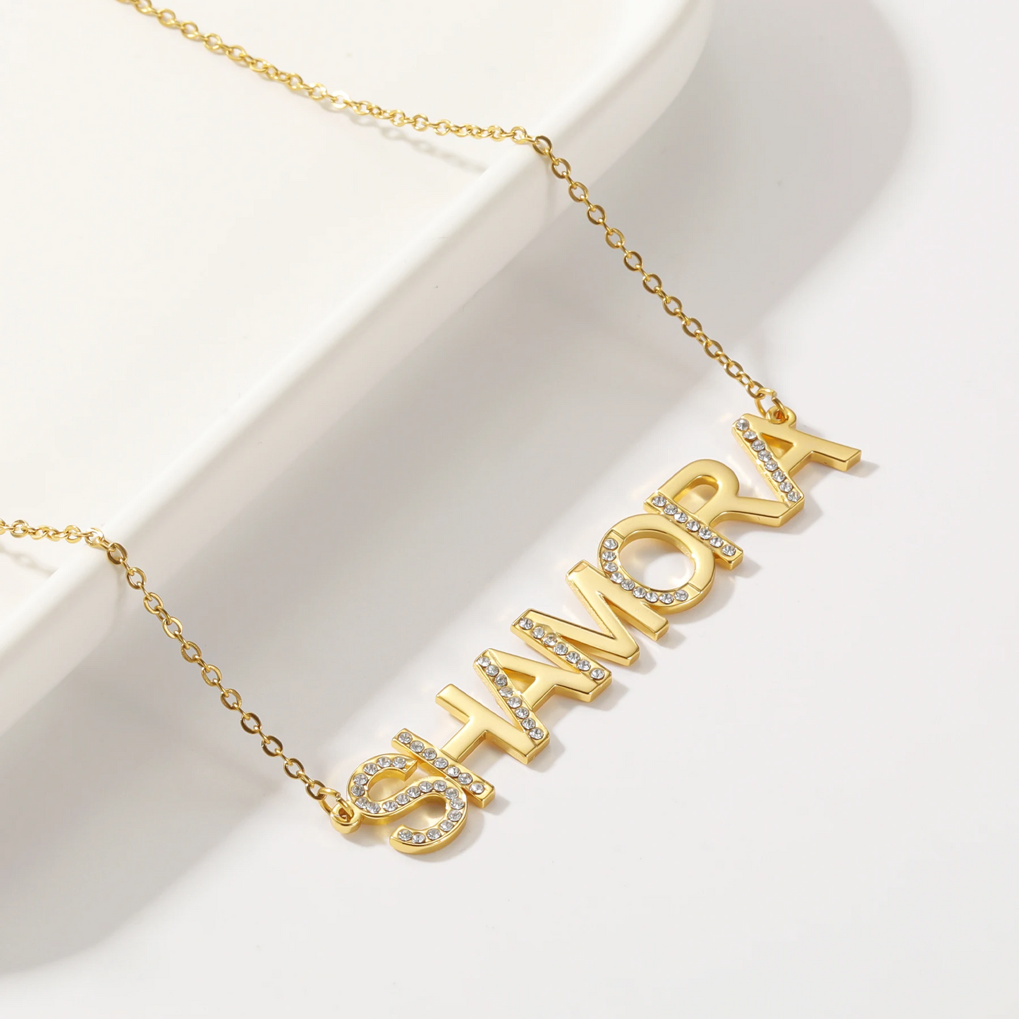 Diamond Block Letter Name Necklace