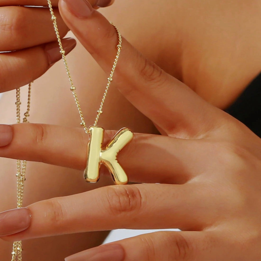 Chunky Bubble Letter Initial Necklace
