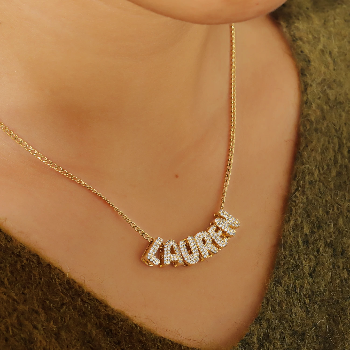 Sparkling Bubble Letter Necklace