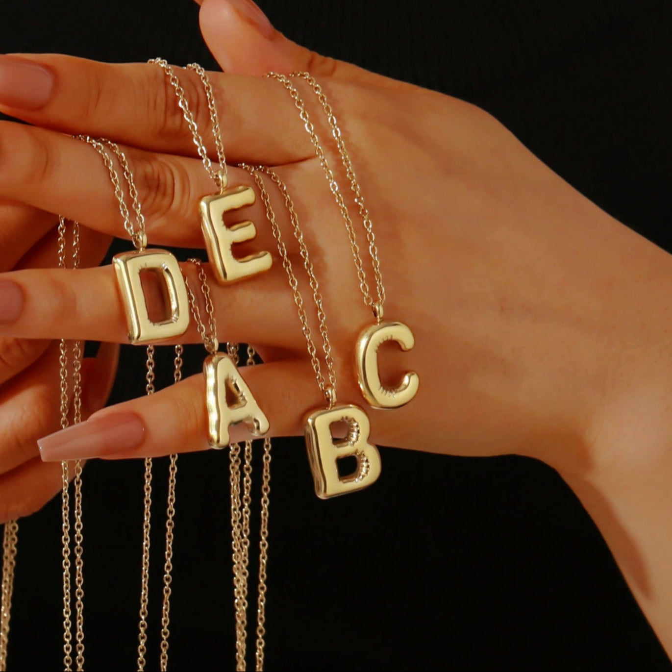 Chunky Bubble Letter Initial Necklace