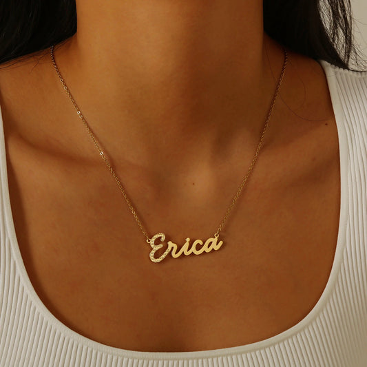 Textured Script Name Necklace