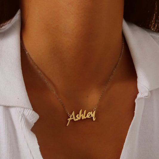 Classic Waffle Textured Name Necklace