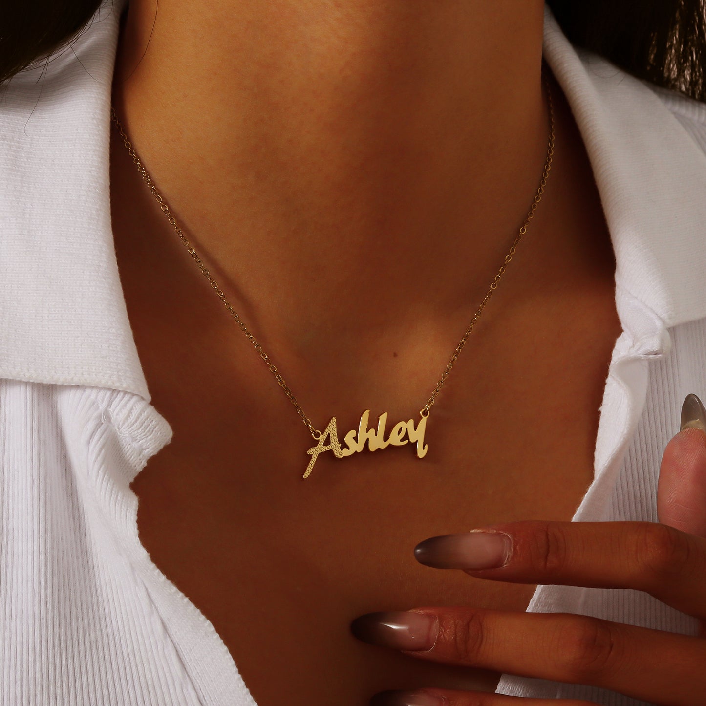 Classic Waffle Textured Name Necklace