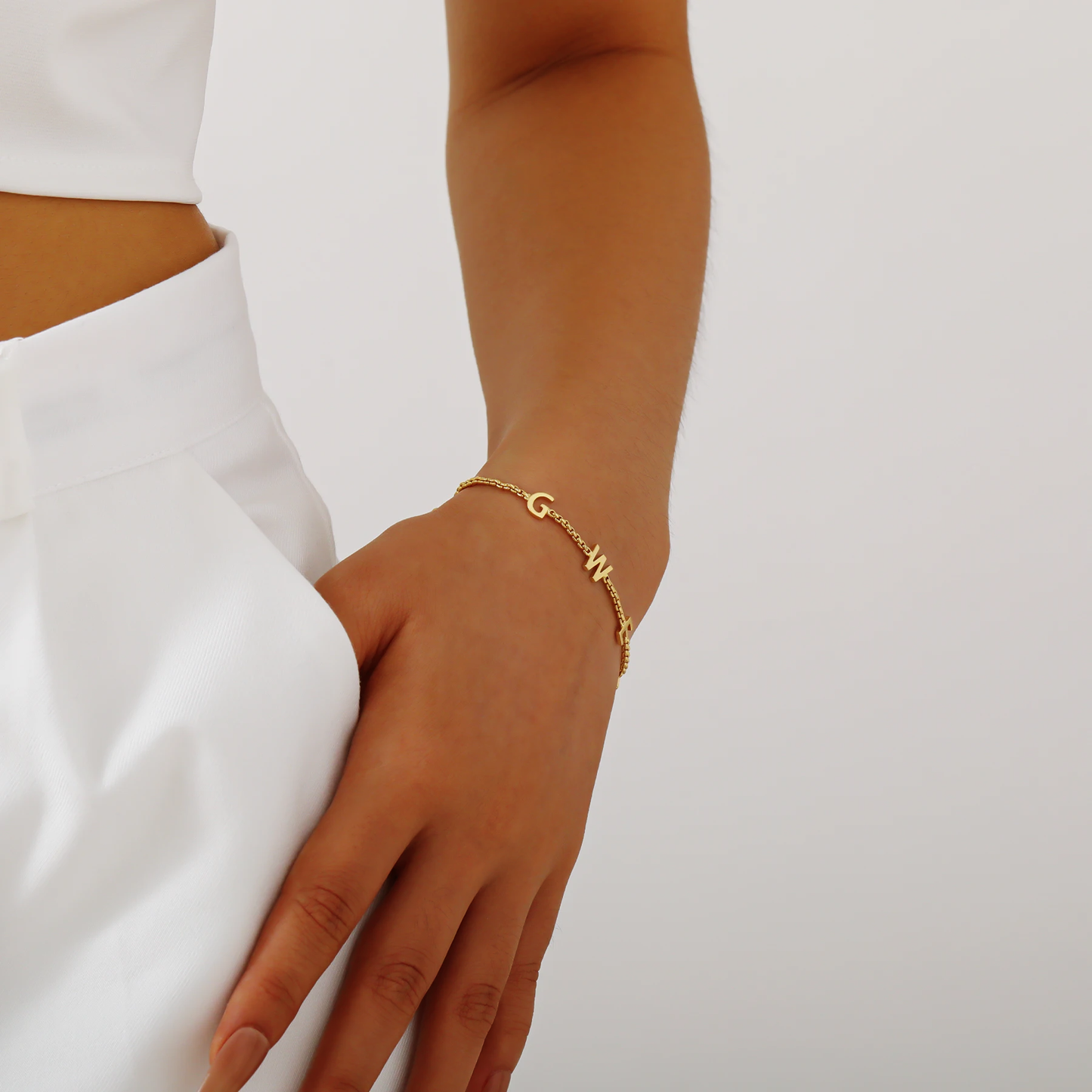 Classic Letter Bracelet with Pearl Accents