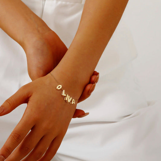 Classic Bubble Letters Name Bracelet