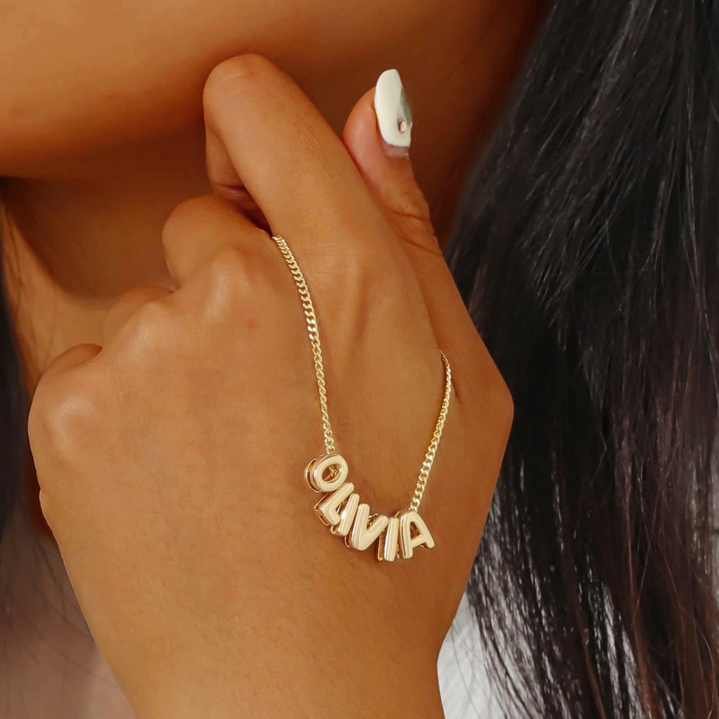 Classic Bubble Letters Name Necklace