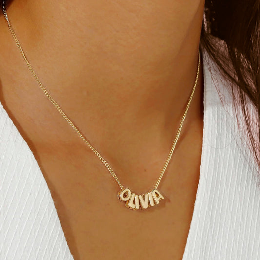 Classic Bubble Letters Name Necklace