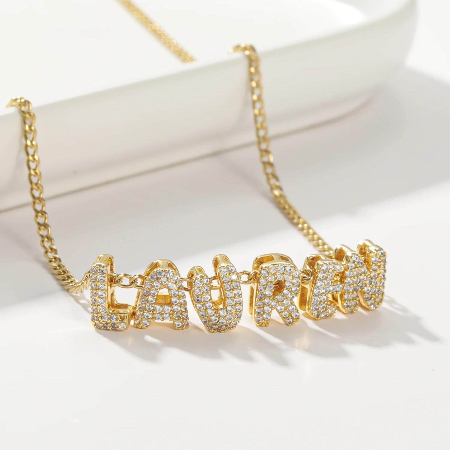 Sparkling Bubble Letter Necklace
