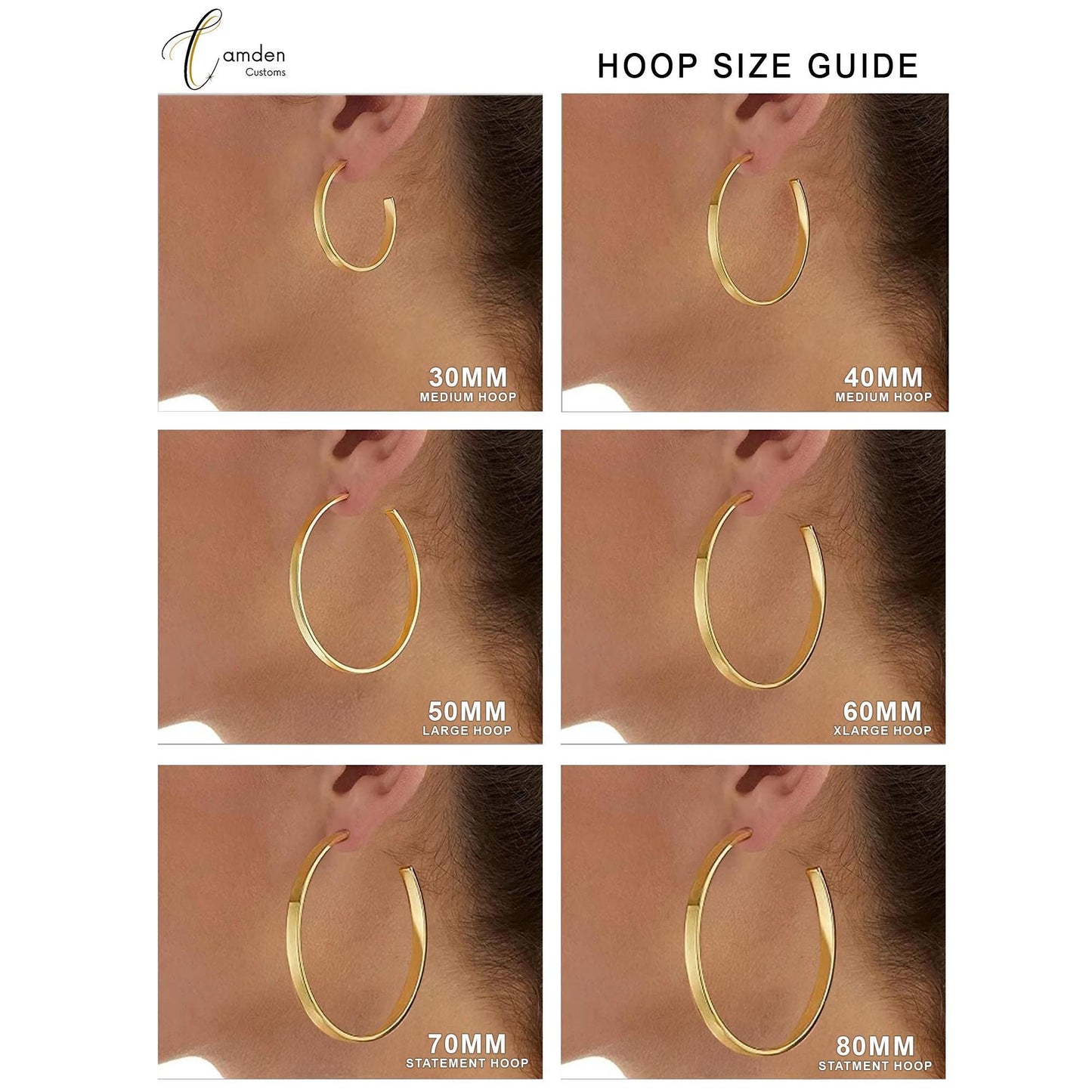 Custom Name Bamboo Hoop Earrings: 18K Gold Plated XOXO
