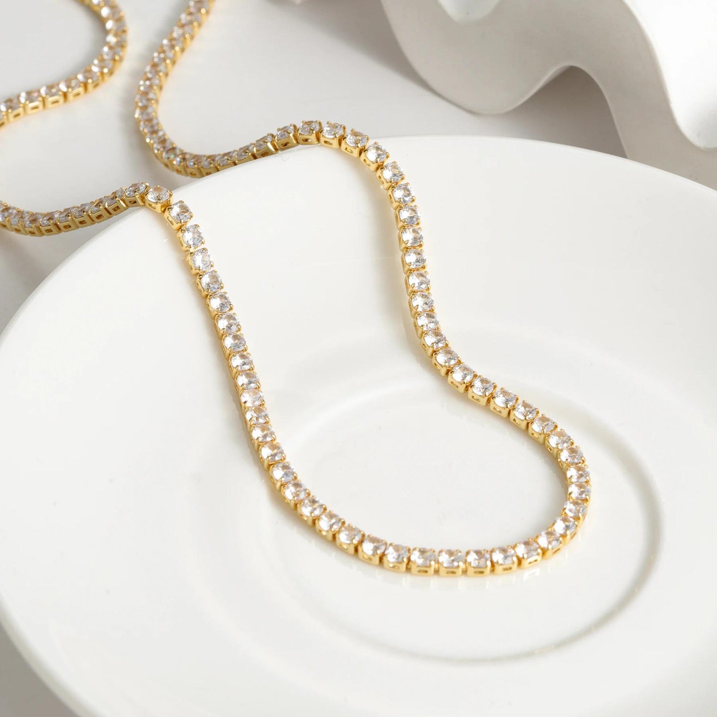 Iced Out CZ Tennis Chain Necklace: Stackable Waterproof Jewelry