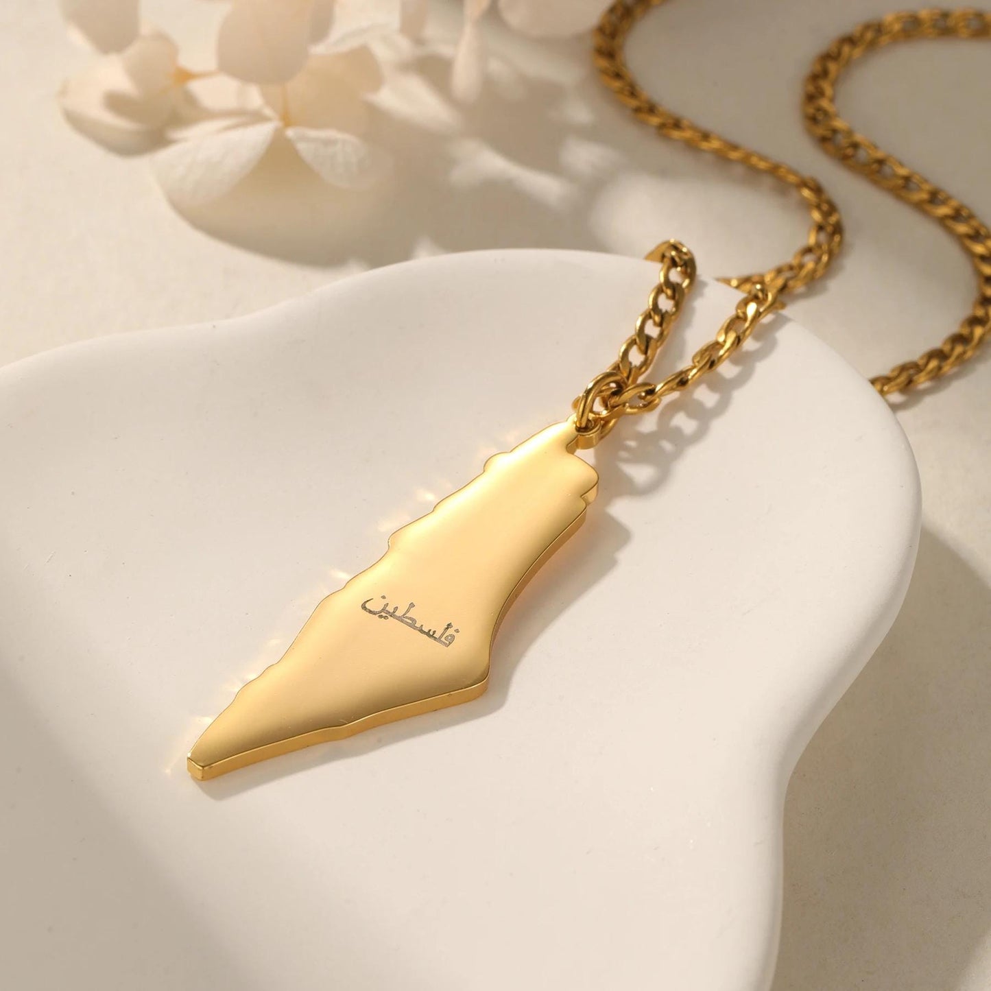 Palestinian Map Necklace: Arabic Calligraphy, Heritage Jewelry