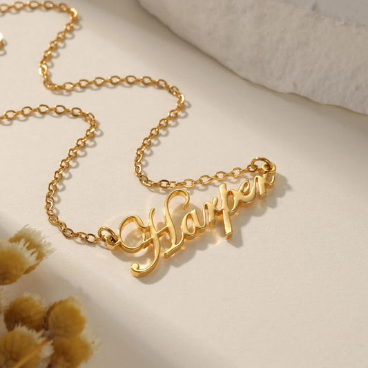 18K Gold Plated Custom Name Necklace: Personalized Waterproof Jewelry