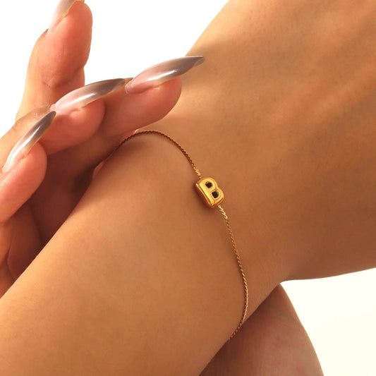 Personalized Bubble Letter Name Bracelet: Waterproof Stainless Steel