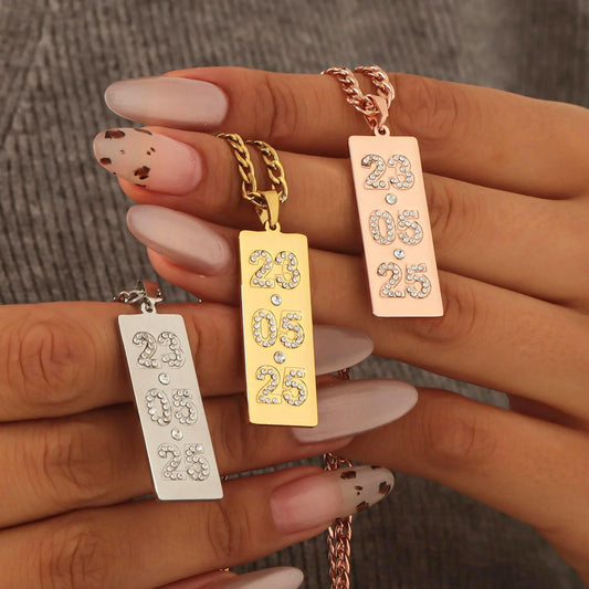 Custom Date Necklace | Birth Year Jewelry | Couples Matching Chains | Anniversary, Birthday, Milestone Gift for Him or Her | Xmas Gift Ideas