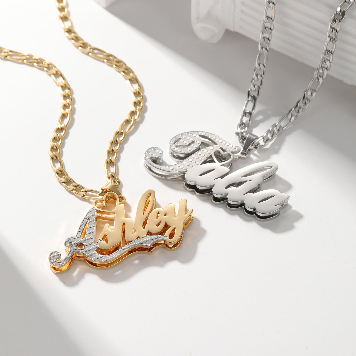 Bold Name Necklace w/ Mini Heart Accent