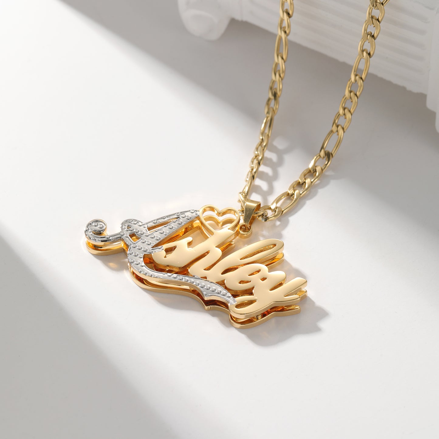 Bold Name Necklace w/ Mini Heart Accent