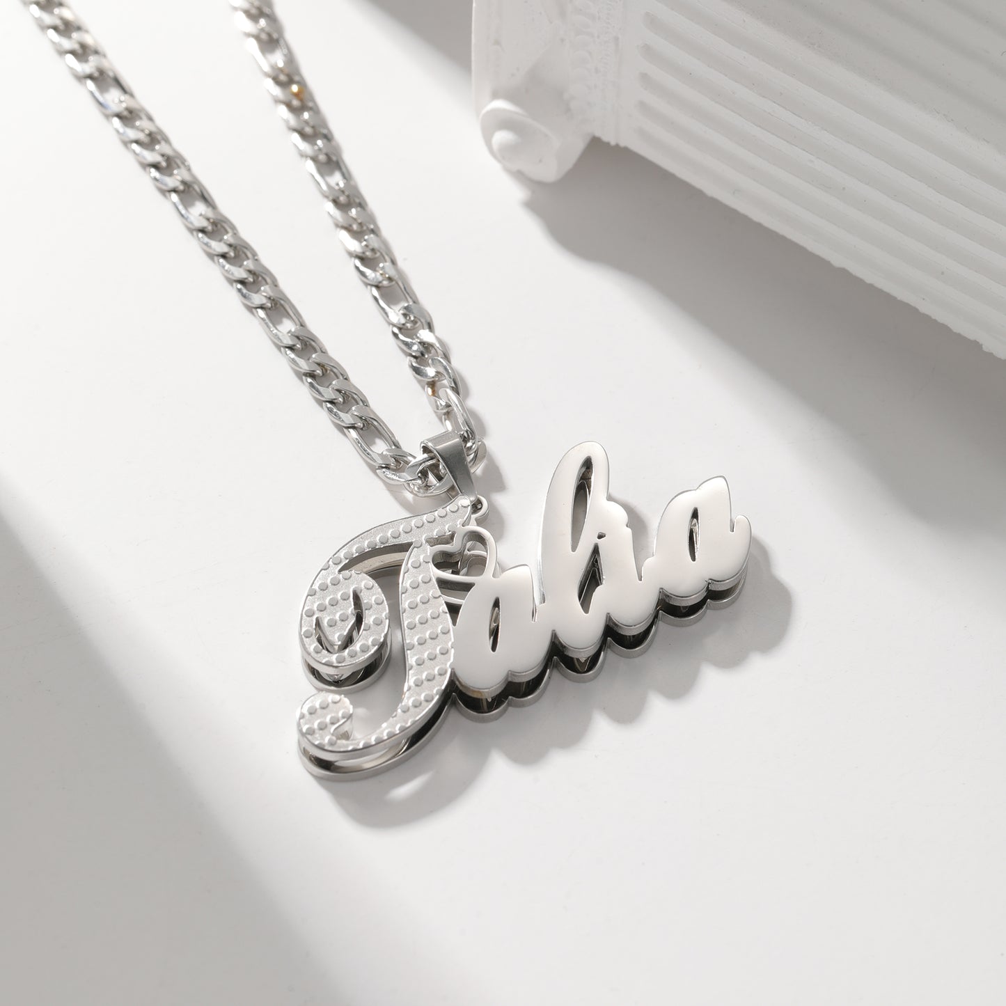 Bold Name Necklace w/ Mini Heart Accent