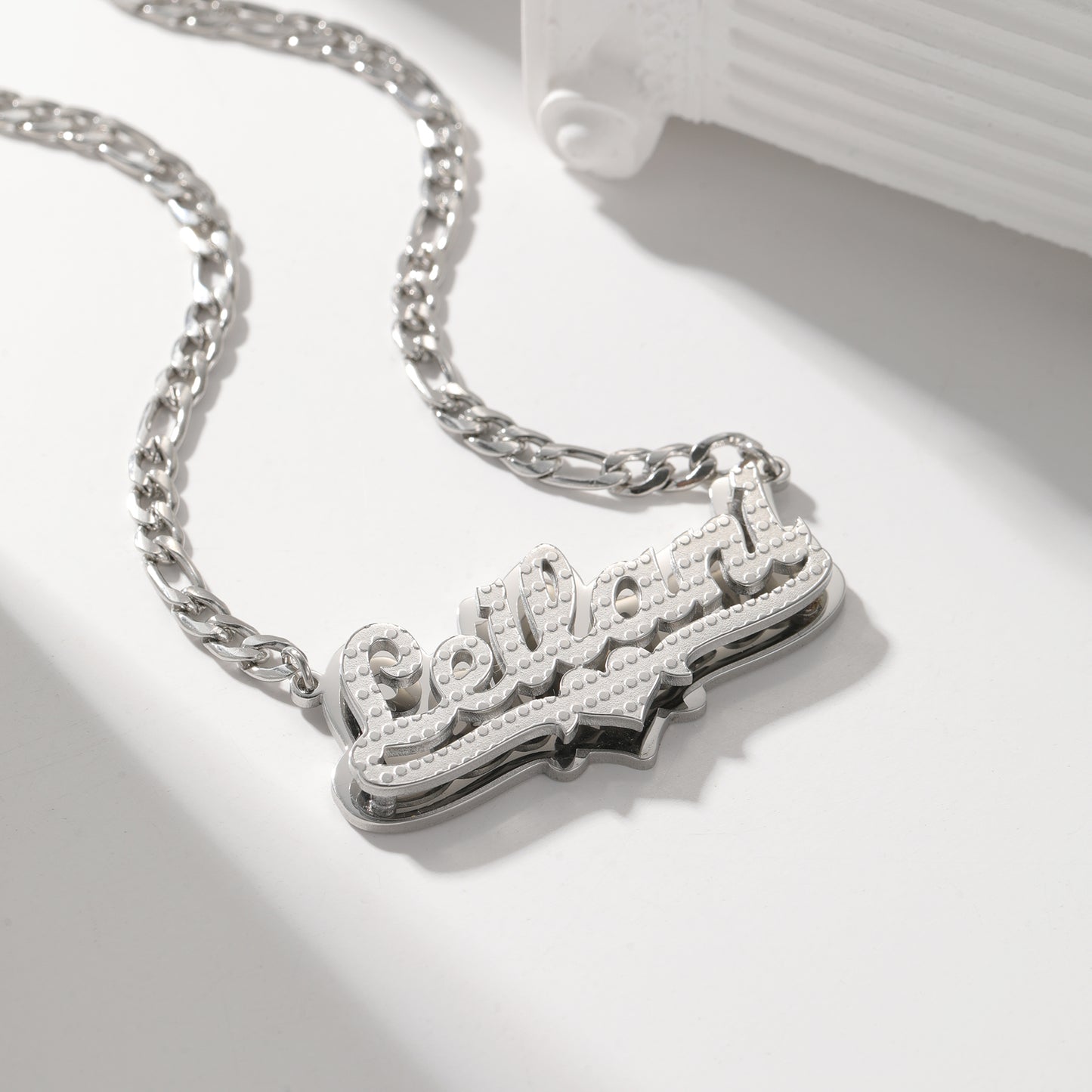 Double Plated Name Necklace w/ Textured Detail