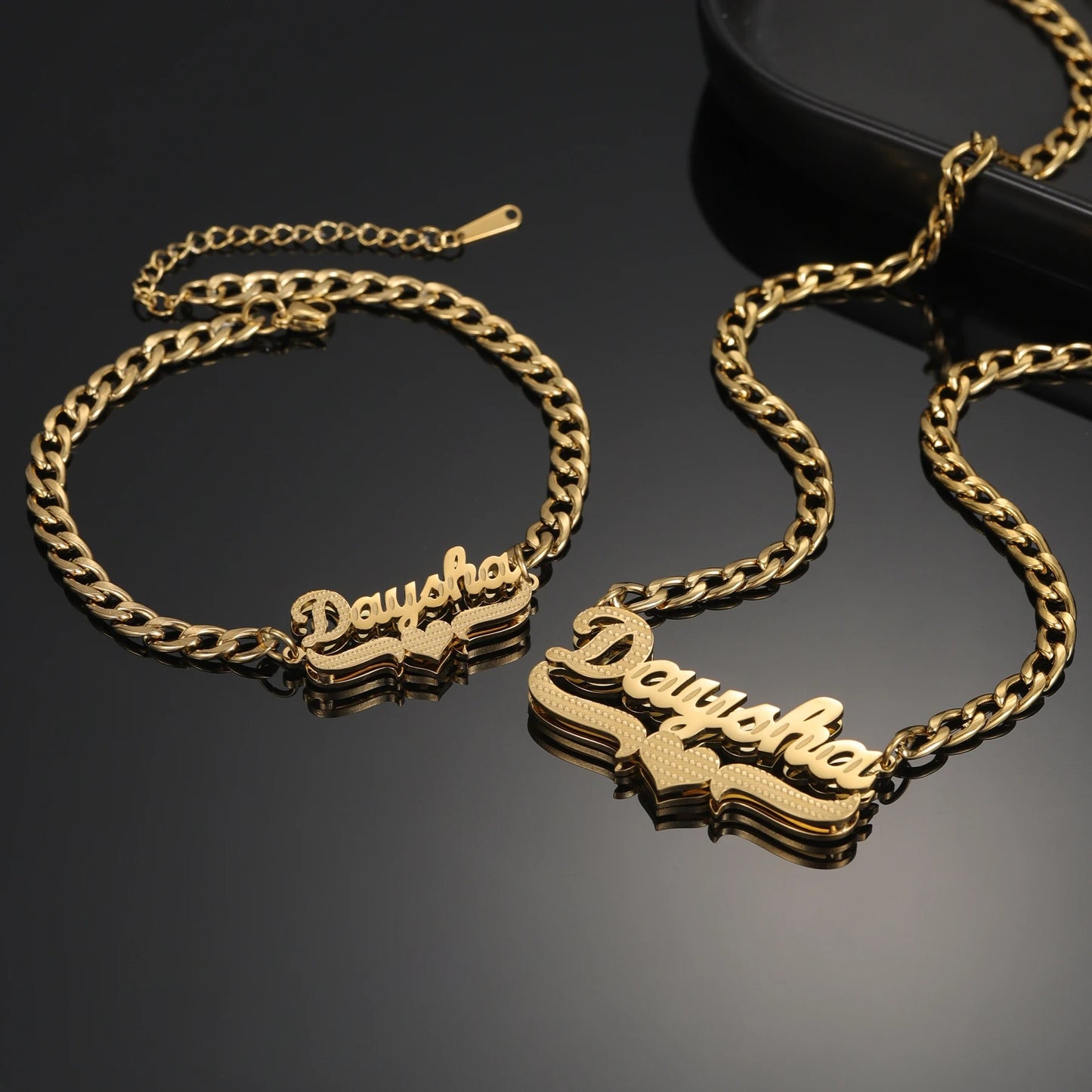 Double Plated Name Necklace & Bracelet Set