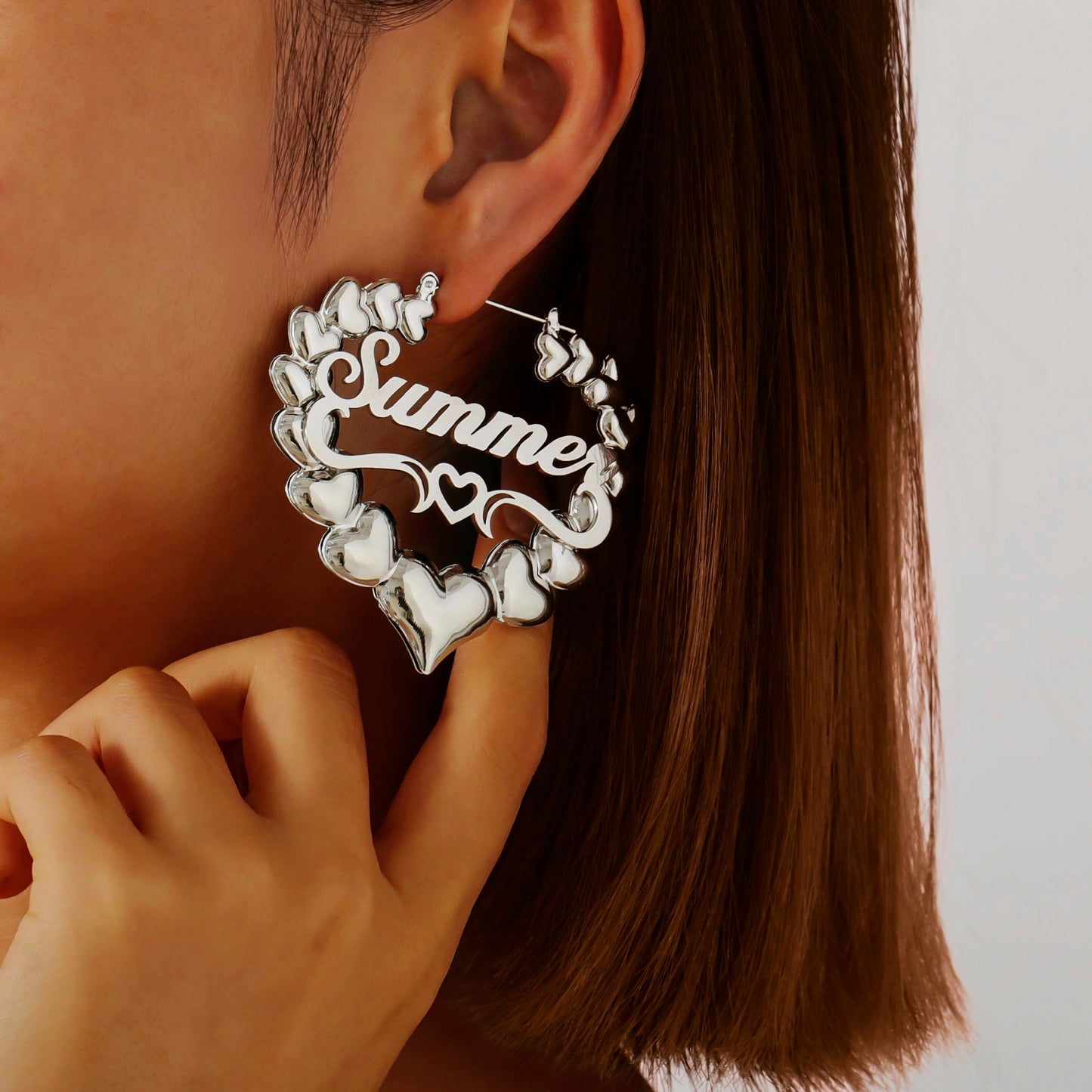 Statement Heart Bamboo Hoop Earrings