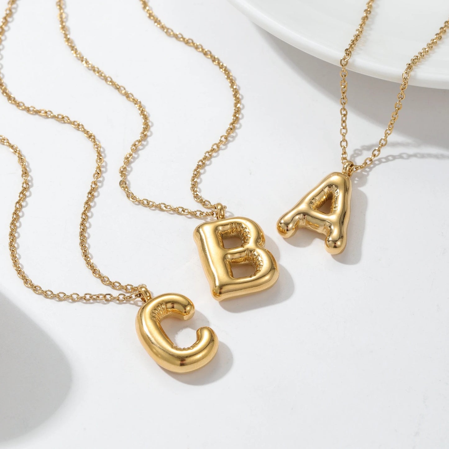 Chunky Bubble Letter Initial Necklace