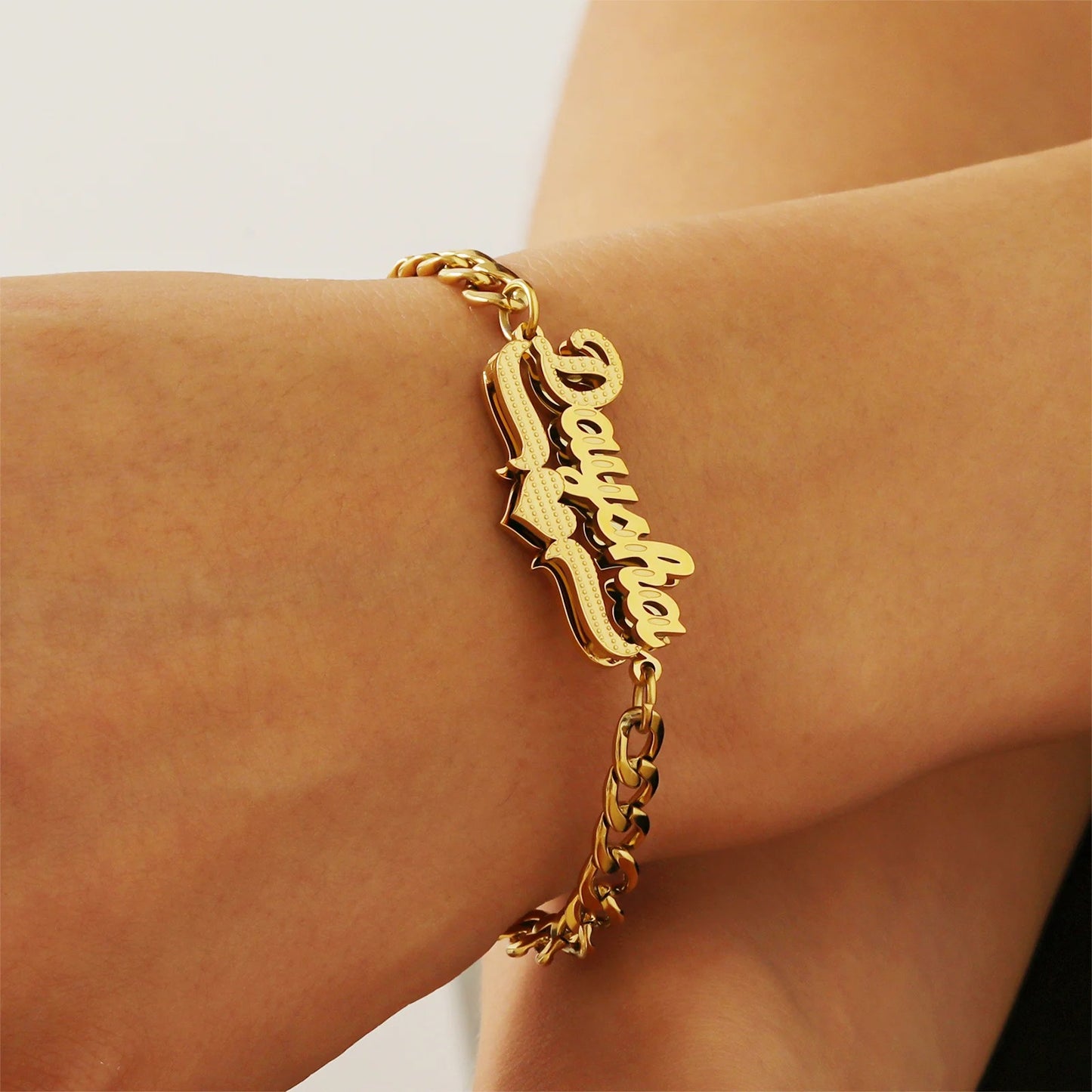 Double Plated Name Necklace & Bracelet Set