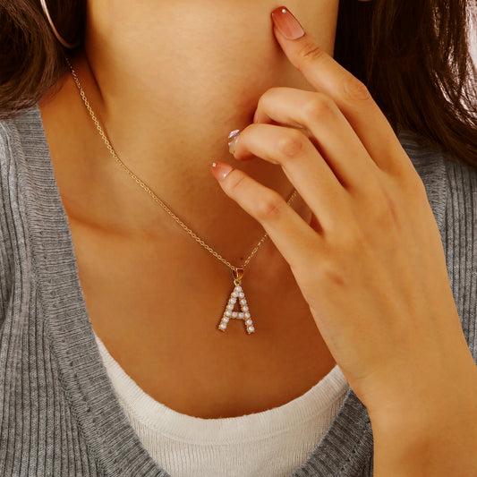 Custom Pearl Initial Necklace