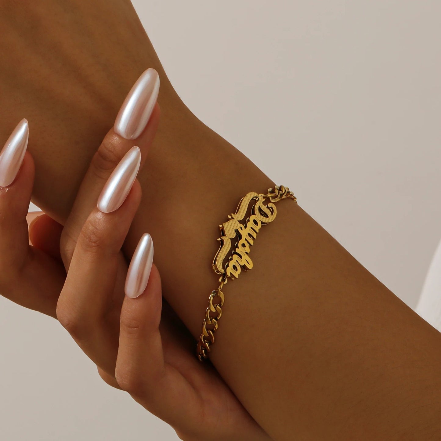 Double Plated Name Necklace & Bracelet Set