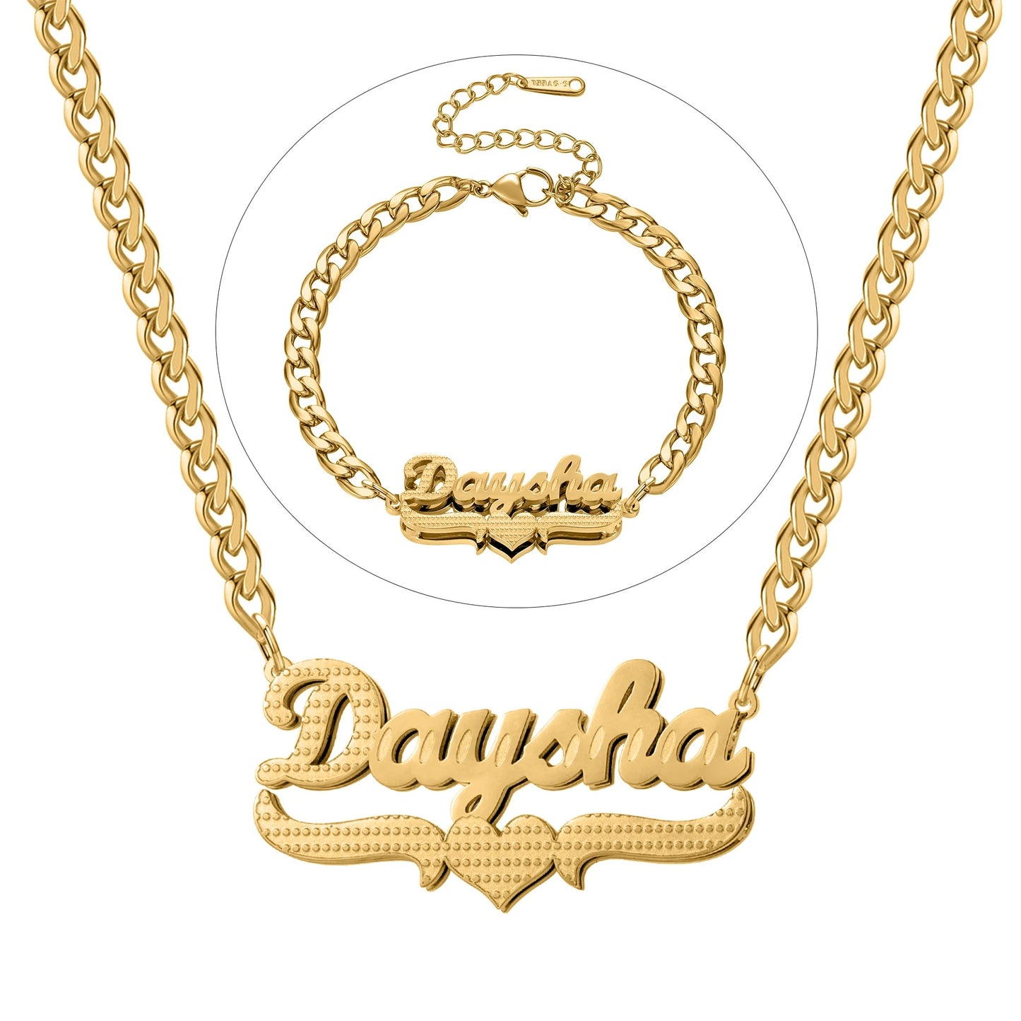 Double Plated Name Necklace & Bracelet Set