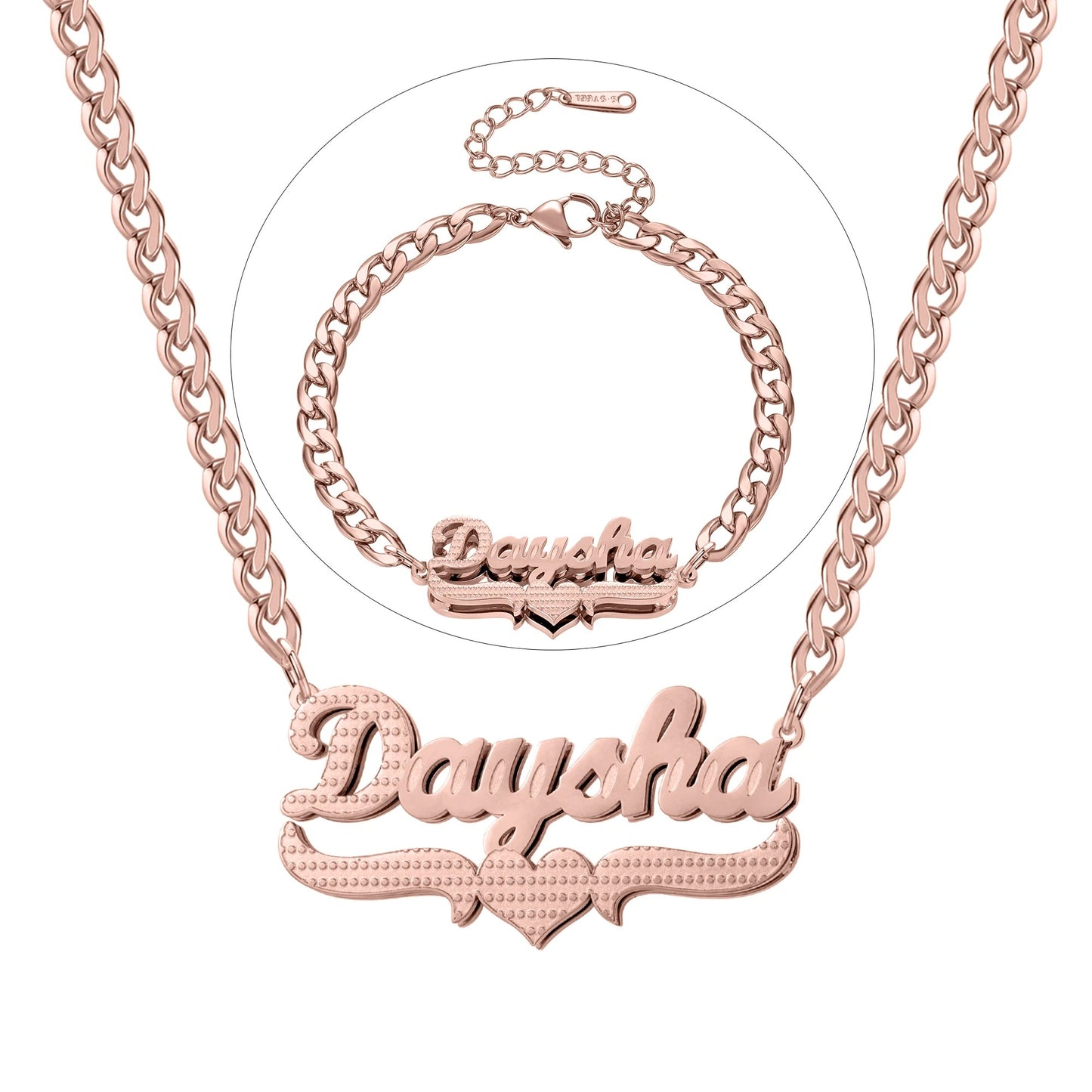Double Plated Name Necklace & Bracelet Set