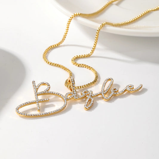 Signature Name Necklace with Cubic Zirconia Accents