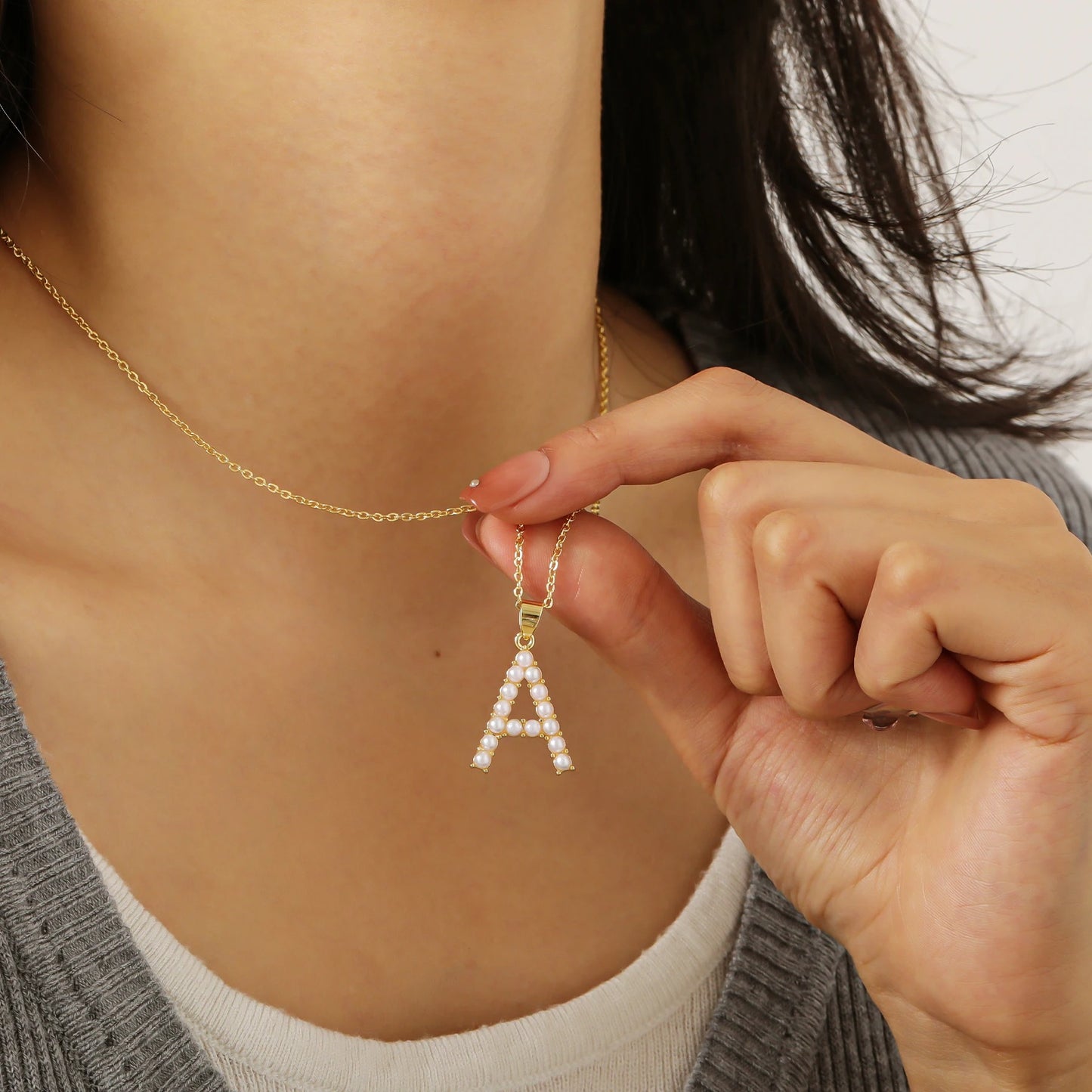 Custom Pearl Initial Necklace