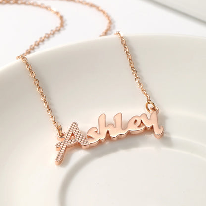 Classic Waffle Textured Name Necklace