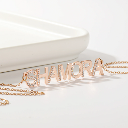 Diamond Block Letter Name Necklace