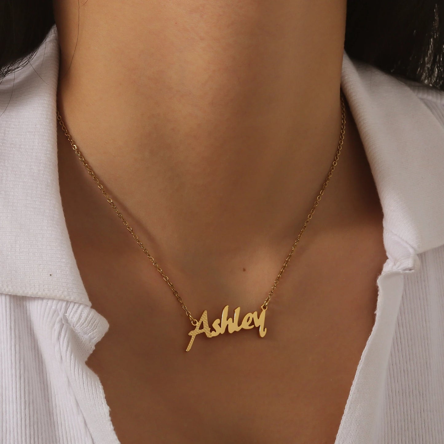 Classic Waffle Textured Name Necklace