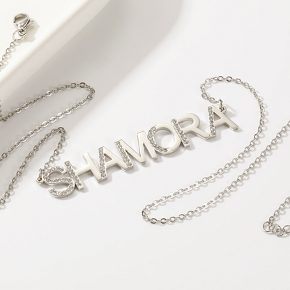 Diamond Block Letter Name Necklace