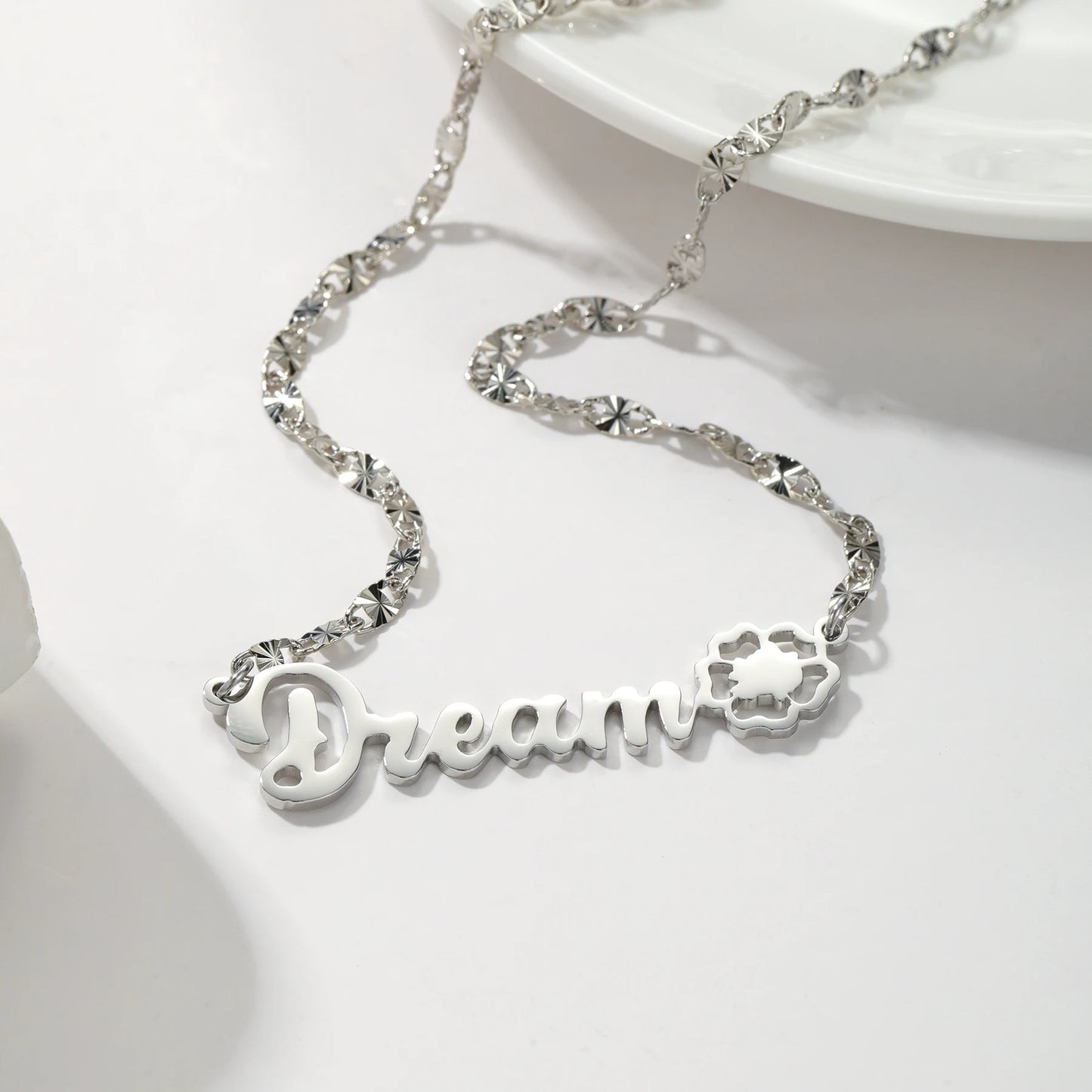 Custom Flower Name Necklace