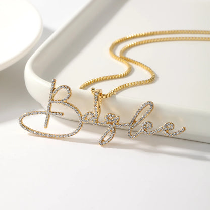 Signature Name Necklace with Cubic Zirconia Accents