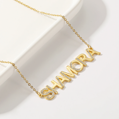 Diamond Block Letter Name Necklace