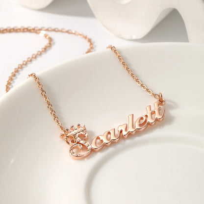 Textured Crown Name Necklace