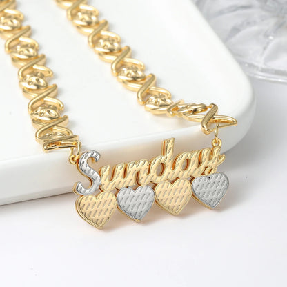 Double Plated Name Necklace with Specialty XO Chain