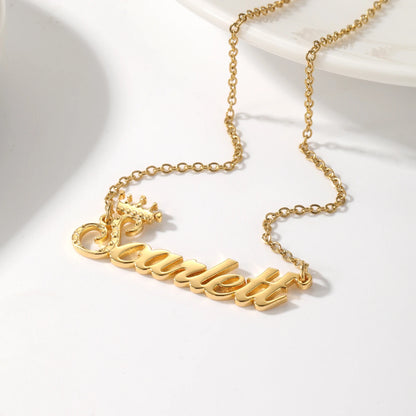 Textured Crown Name Necklace