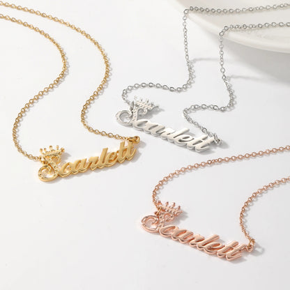 Textured Crown Name Necklace