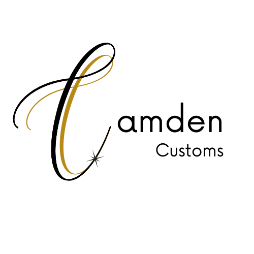 Camden Customs logo, custom name necklaces made with waterproof, non-tarnish stainless steel for lasting quality and style.